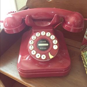 Pottery Barn Red Vintage Rotary Phone